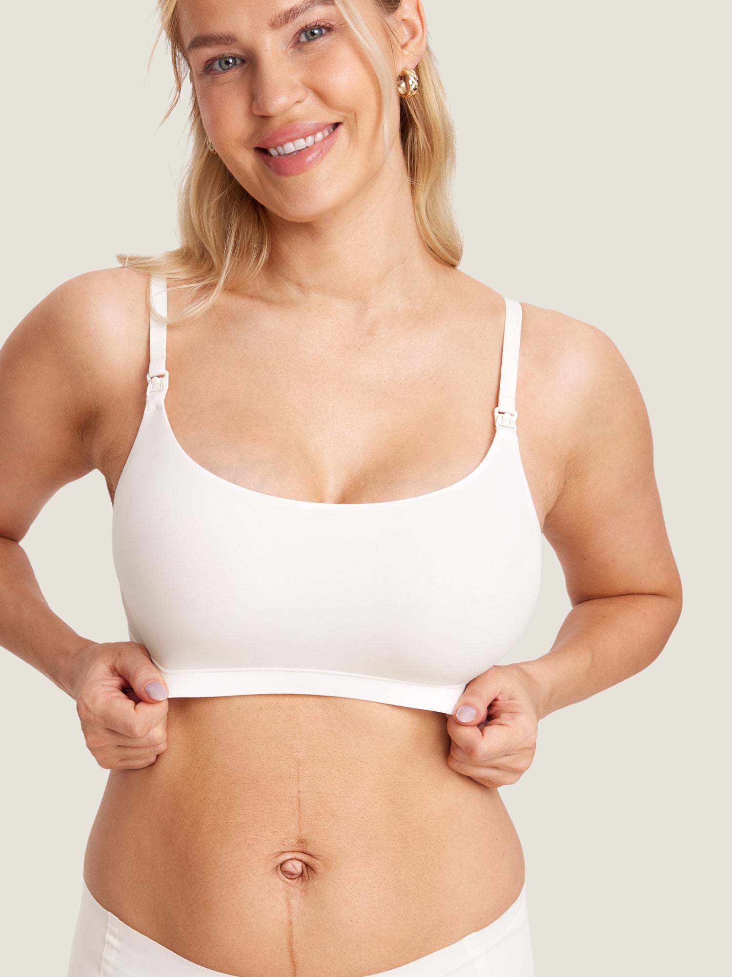 MOMANDA Women's Inbarely® Scoop Nursing Bra Coconut White