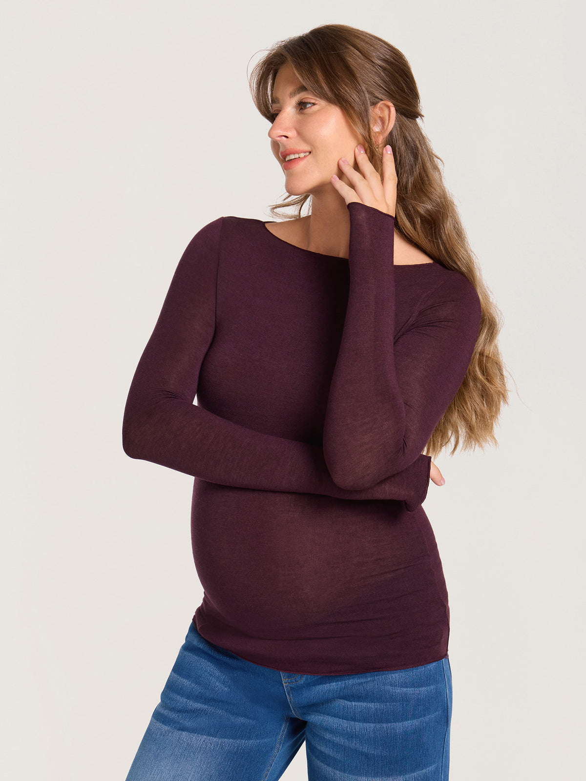 Ultralight Merino Wool Boatneck Maternity Top